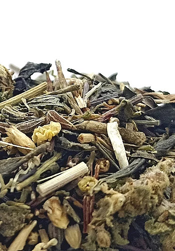 Le Tapis Vert 100g - Ingrédients: Rooibos vert, thé vert Sencha, menthe poivrée, sureau, anis, achillé et chanvre
Le Tapis vert 